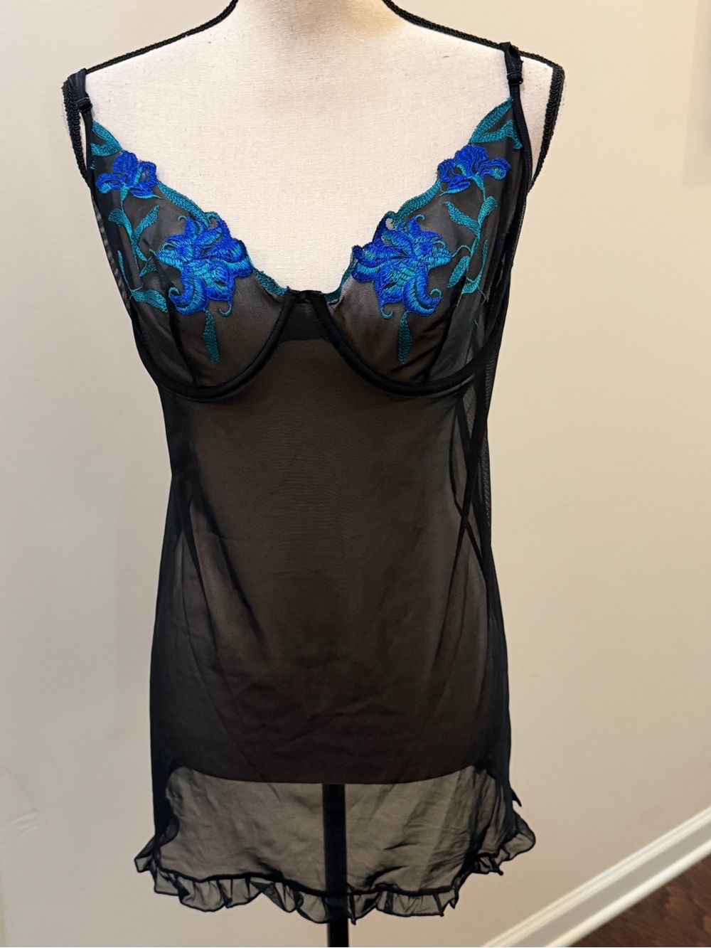 Dream Girl Black See Thru Underwire Nightgown Sz 1x/2x